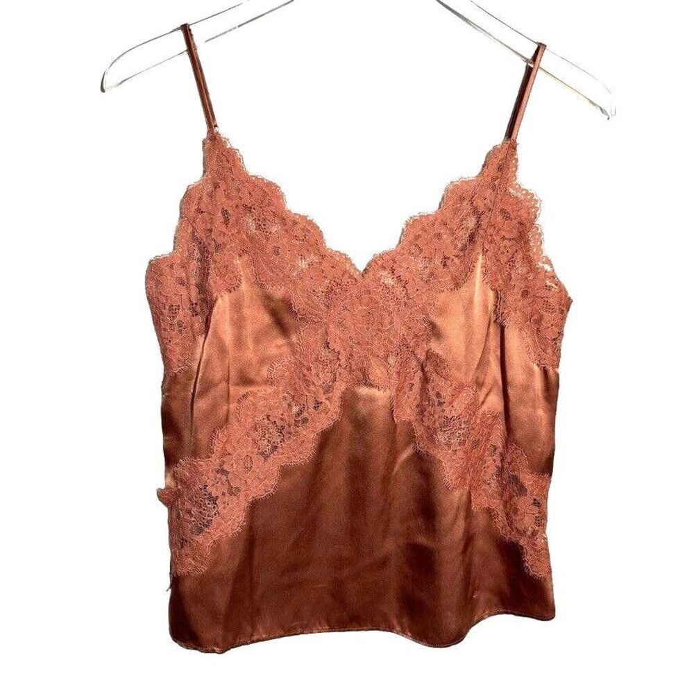 Cami NYC Rust Lace-Trim Satin Cami